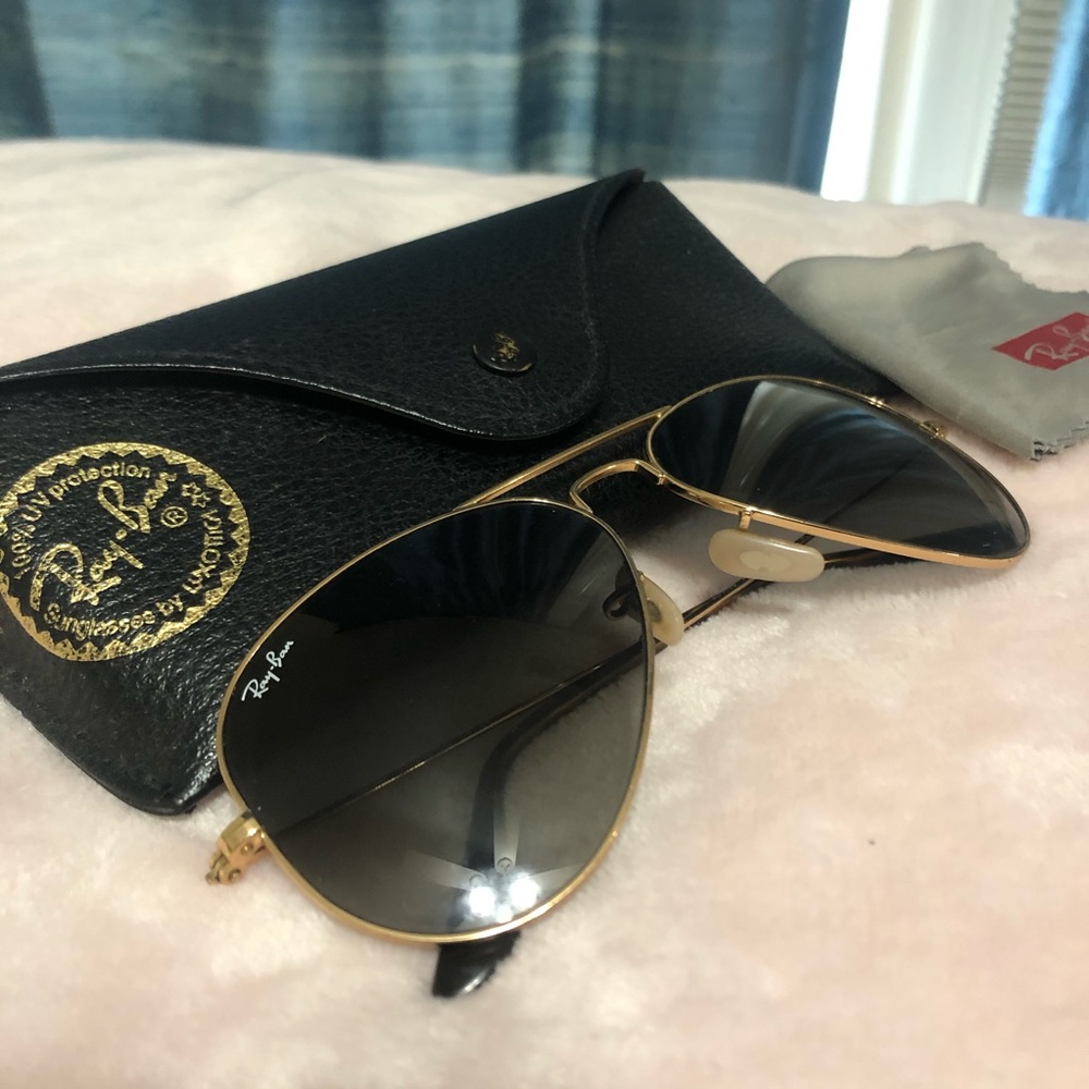 Ray-Ban aviators! Gold frame, black lenses.
